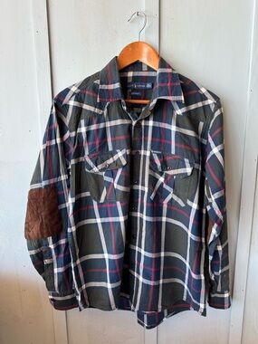 Ralph Lauren navy, red and white plaid shirt